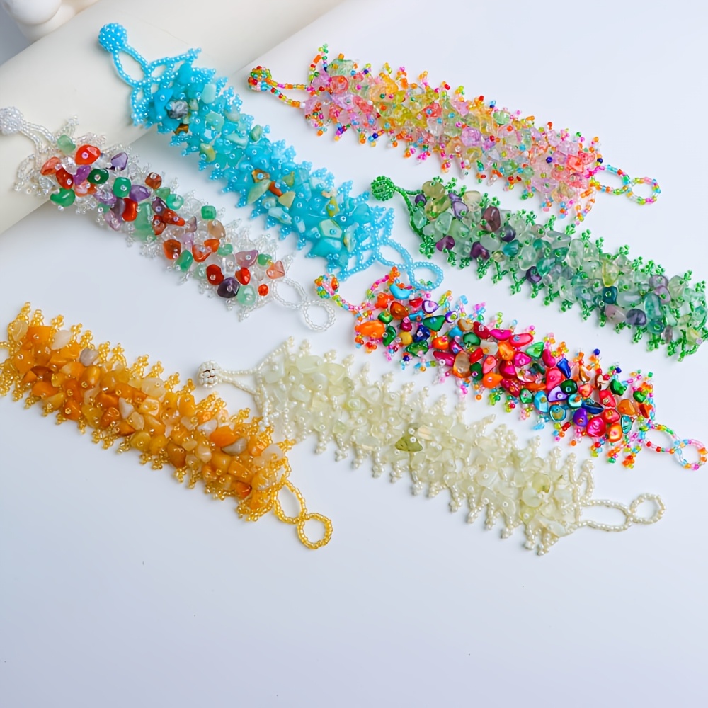 Bohemian Stone Bracelet 3pcs Pack Ethnic Style Adjustable Elastic Bead